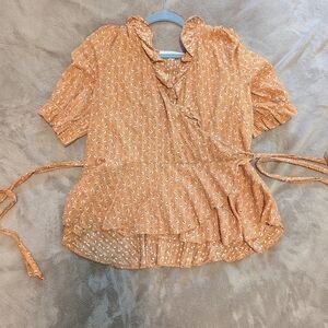 Women's Orange Wrap Top